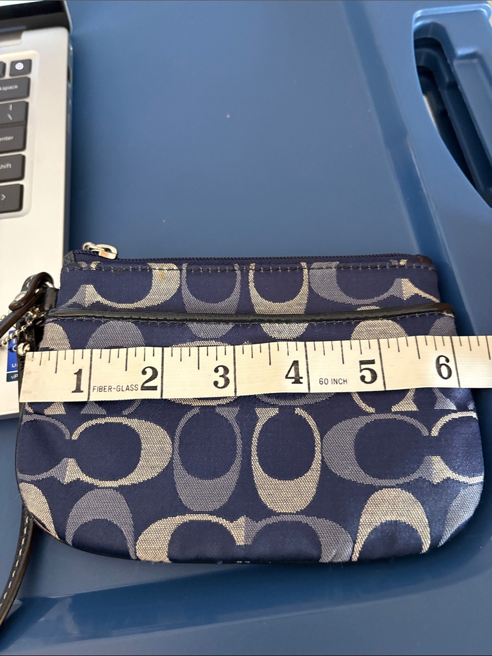 Coach Navy and Khaki Signature C Wristlet - Picture 10 of 10